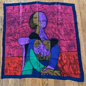 Picasso Multicolor Artist Abstract Portrait Silky Scarf Accessory Square 33”x33”